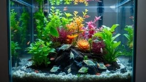 small aquarium fish and plants