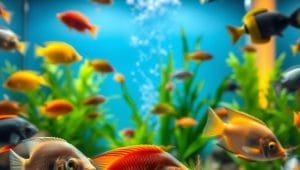 observing fish behavior and color changes in aquarium