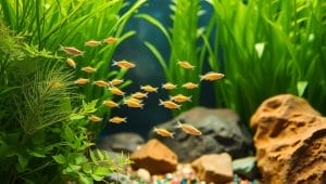 small schooling fish in planted aquarium