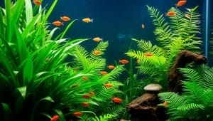 ideal tetra aquarium setup with plants and dark substrate